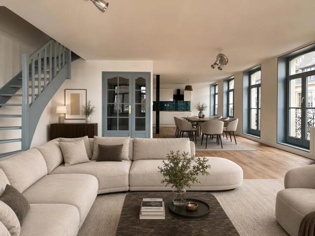 Lille HYPER CENTRE Appartement en duplex à vendre 4 pièces 117,16m² loi Carrez 123,13m² habitables 3 chambres 2 salles de bains Ascenseur