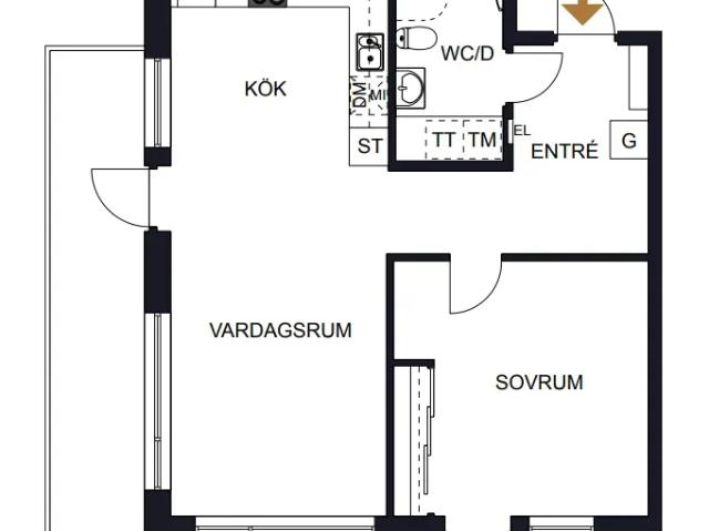 Ljus 2: a med generös hörnbalkong på våning 6 62 m² 10 162 kr