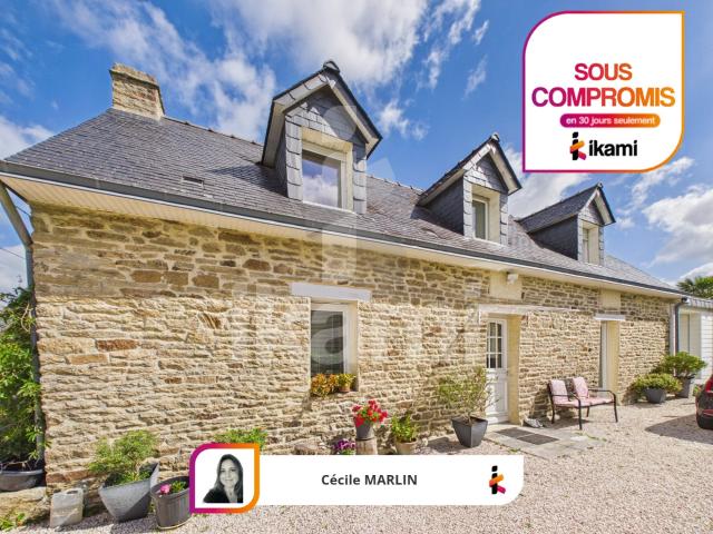 Longère en pierre, rénovée, vie de plain pied, 3 chambres, c. 106m² Melgven