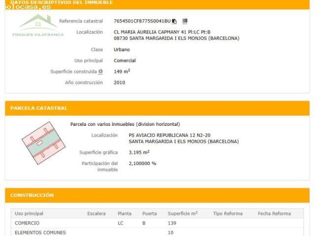 Local comercial en venta en Santa MArgarida i els Monjos