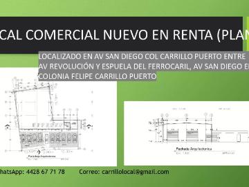 LOCAL COMERCIAL NUEVO EN RENTA 324 M2 de loca más 8 Cajones de Estacionamiento