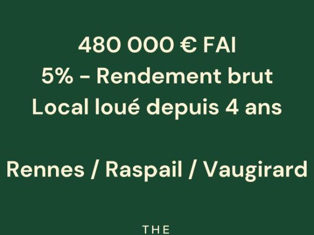 Local commercial déjà loué — Raspail / Rennes, Paris 6e, rendement brut 5 %