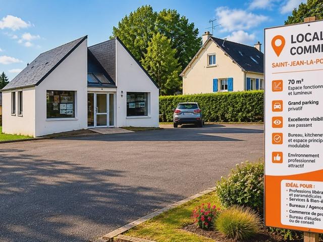 LOCAL COMMERCIAL 70 m² – EMPLACEMENT STRATÉGIQUE – GRAND PARKING – SAINT JEAN LA POTERIE