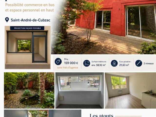 Local professionnel avec étage et terrasse