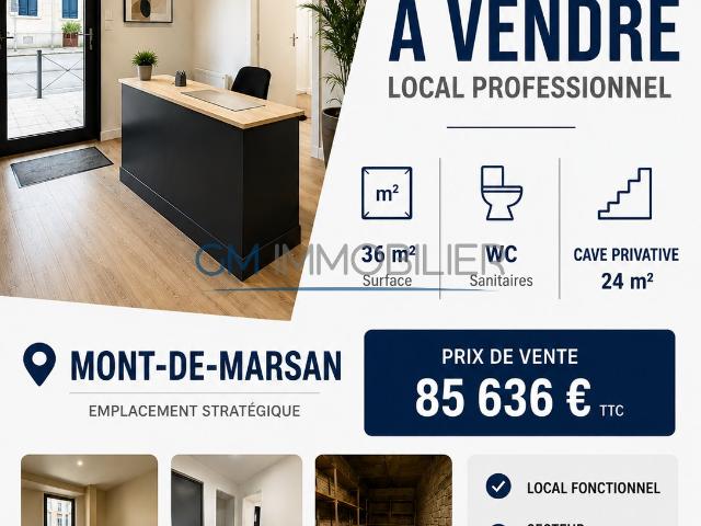 LOCAL PROFESSIONNEL D’ENVIRON 36 M2 À VENDRE MONT DE MARSAN