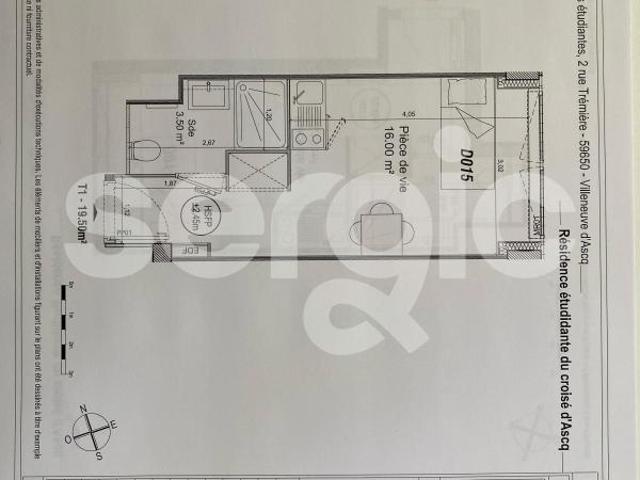 location t1 19 m² villeneuve d ascq 59650