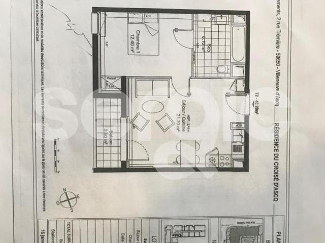 location t2 40 m² villeneuve d ascq 59650