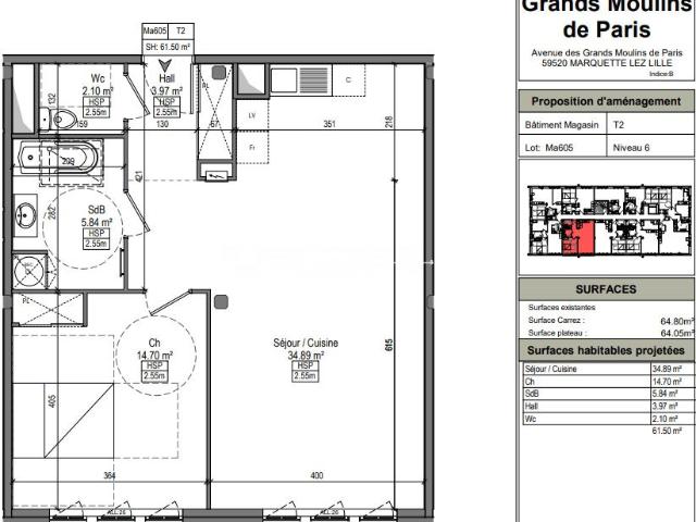 LOCATION TYPE 2 – MARQUETTE LEZ LILLE – REF: MA605