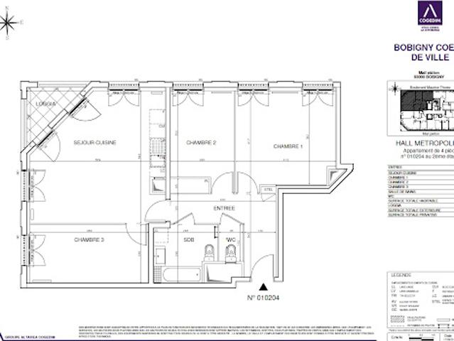 Location Appartement 4 pièces 80.11 m2 Bobigny