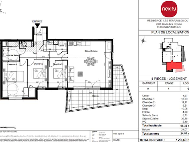 Location Appartement 4 pièces 96 m2 Saint raphael
