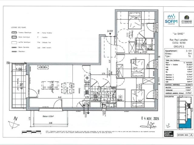 Location appartement 4 pièces CUCQ 84m² à 958.40€/mois CDC Habitat