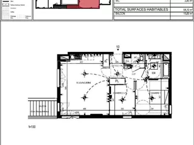 location appartement, 64.1 m²