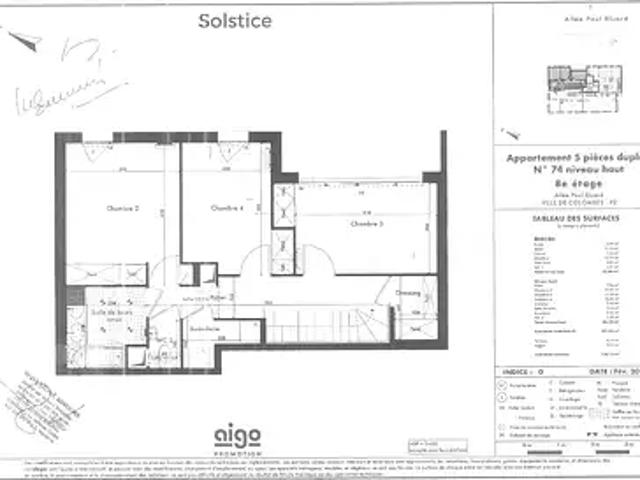 location appartement, 110.94 m² au dernier étage