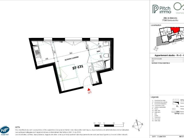 Location appartement 1 pièce COMBS LA VILLE 28m² à 629.13€/mois CDC Habitat