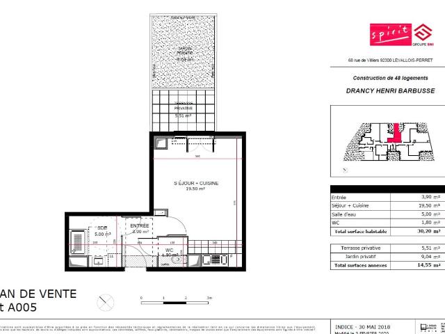 Location appartement 1 pièce DRANCY 30m² à 666.23€/mois CDC Habitat
