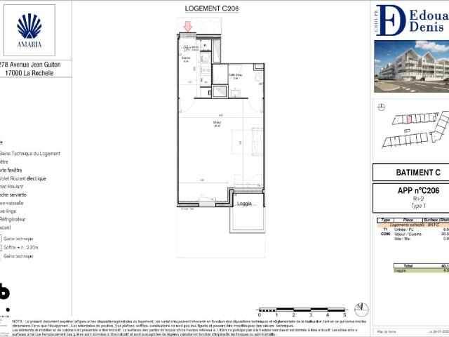 Location appartement 1 pièce LA ROCHELLE 40m² à 603.13€/mois CDC Habitat