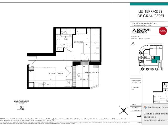 Location appartement 1 pièce LE PLESSIS BOUCHARD 36m² à 788.51€/mois CDC Habitat