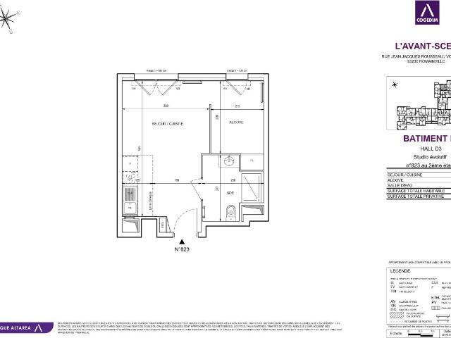 Location appartement 1 pièce ROMAINVILLE 32m² à 777.80€/mois CDC Habitat