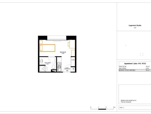 Location Appartement 1 pièce 18m² ALBI 81000
