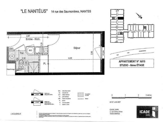 Location Appartement 1 pièce 19m² NANTES 44300