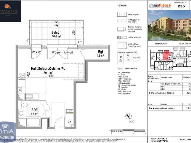 Location Appartement 1 pièce 36m² ORANGE 84100