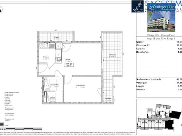 Location Appartement 2 pièces 41.65 m2 Sainte Clotilde