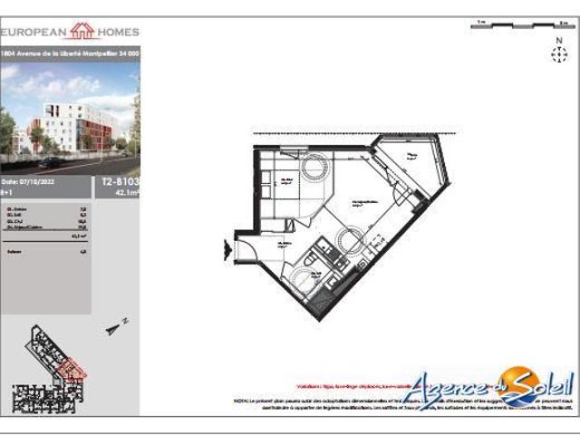Location Appartement 2 pièces 42m² MONTPELLIER 34070