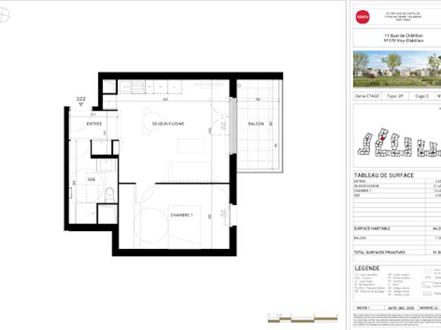 Location Appartement 2 pièces 44 m2 Viry chatillon