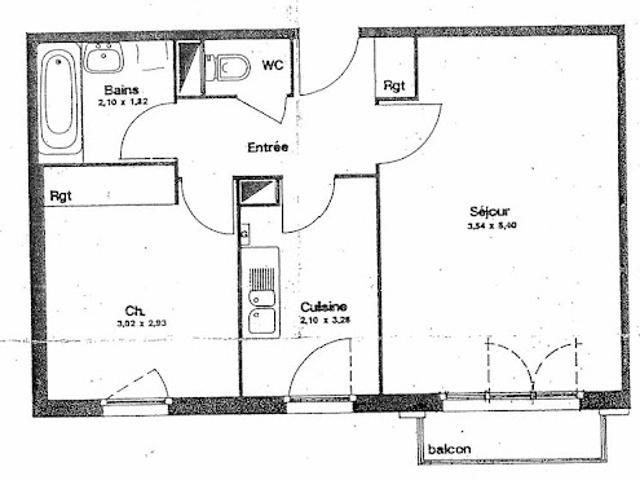 Location Appartement 2 pièces 45.8 m2 Bussy Saint Georges