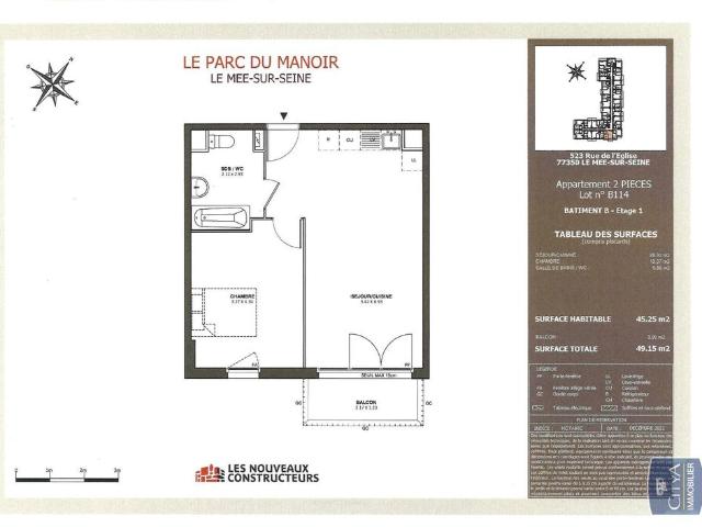 Location Appartement 2 pièces 45m² LE MEE SUR SEINE 77350