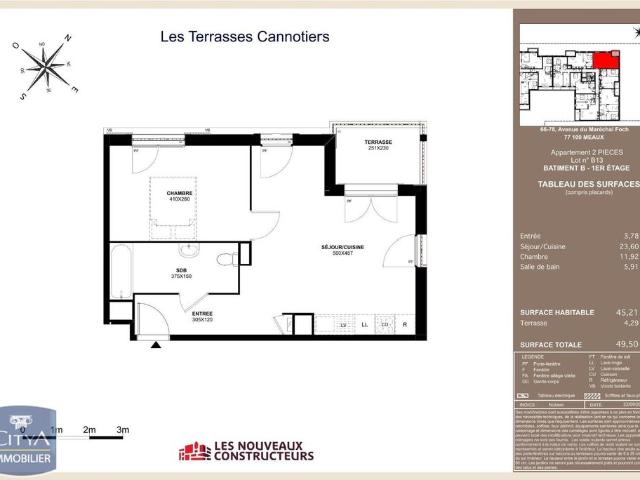 Location Appartement 2 pièces 45m² MEAUX 77100