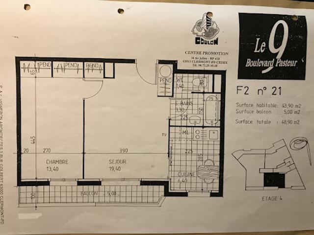 Location Appartement 2 pièces 49 m2 Clermont Ferrand
