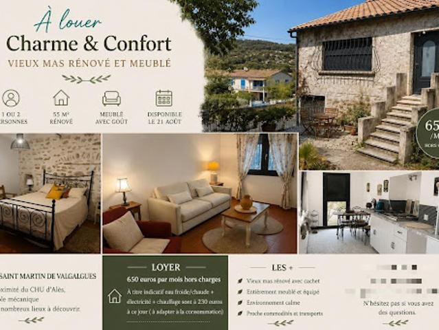 Location Appartement 2 pièces 55 m2 Saint Martin de Valgalgues
