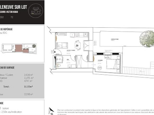 Location Appartement 2 pièces 29.64 m2 Villeneuve sur Lot