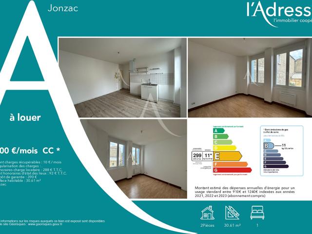 Appartement 2 pièces Jonzac 30.61m² 350€ à louer l'Adresse