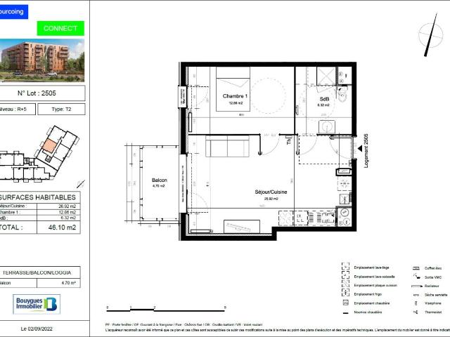 Location appartement 2 pièces TOURCOING 46m² à 689.00€/mois CDC Habitat
