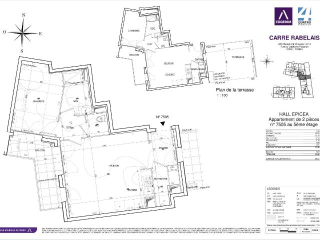 Location appartement 2 pièces TOURS 52m² à 794.23€/mois CDC Habitat