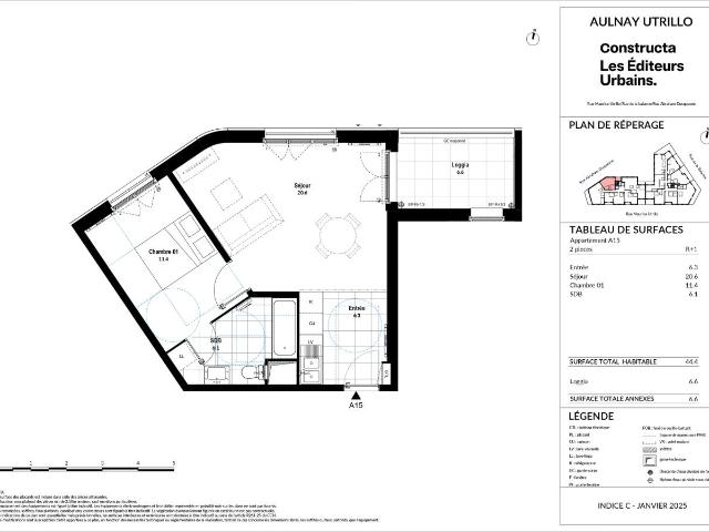 Location appartement 2 pièces AULNAY SOUS BOIS 44m² à 955.10€/mois CDC Habitat