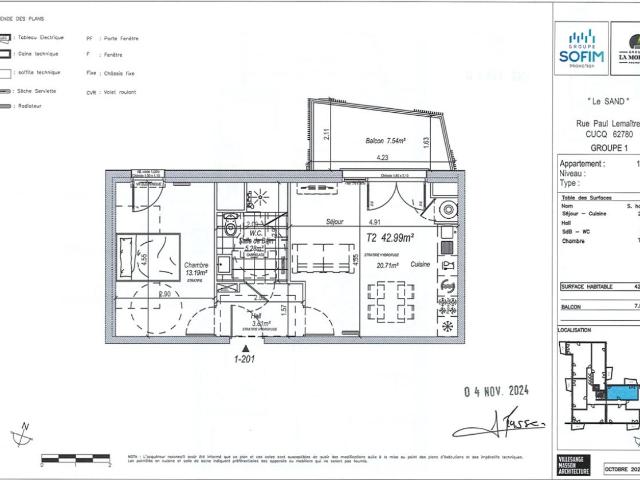 Location appartement 2 pièces CUCQ 43m² à 669.10€/mois CDC Habitat