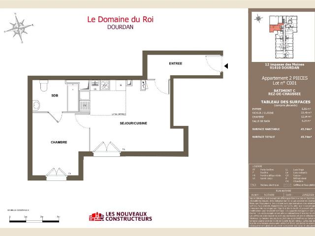 Location appartement 2 pièces DOURDAN 46m² à 740.58€/mois CDC Habitat