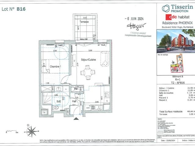 Location appartement 2 pièces DUNKERQUE 44m² à 685.00€/mois CDC Habitat