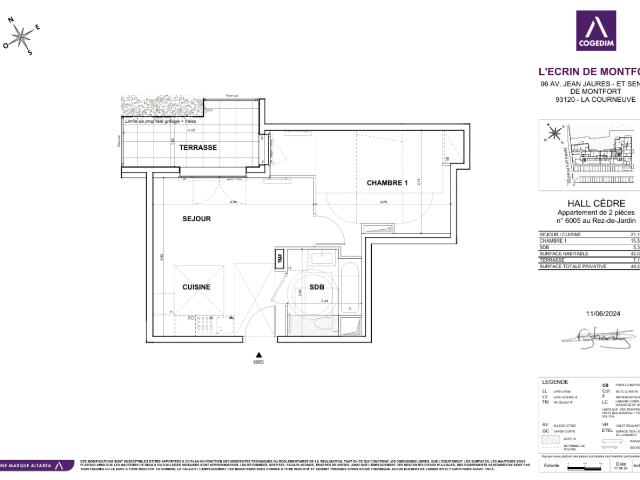 Location appartement 2 pièces LA COURNEUVE 42m² à 849.59€/mois CDC Habitat