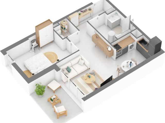 Location appartement 2 pièces MARGUERITTES 47m² à 575.59€/mois CDC Habitat