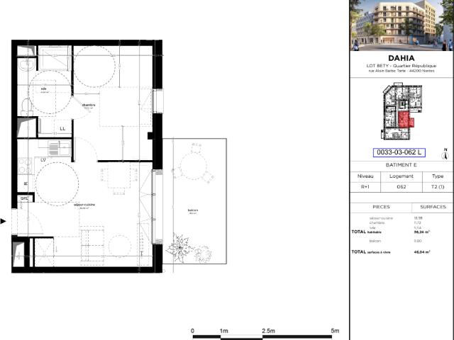 Location appartement 2 pièces NANTES 36m² à 519.48€/mois CDC Habitat