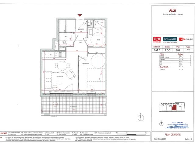 Location appartement 2 pièces NANTES 44m² à 745.15€/mois CDC Habitat
