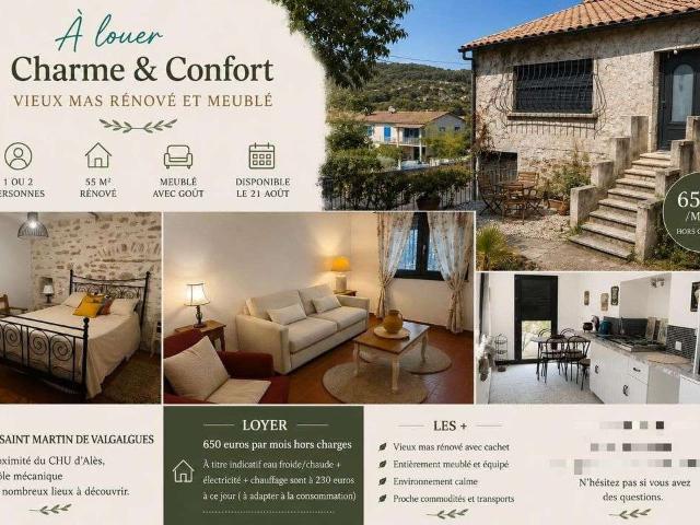 Location appartement 2 pièces Saint Martin de Valgalgues 30