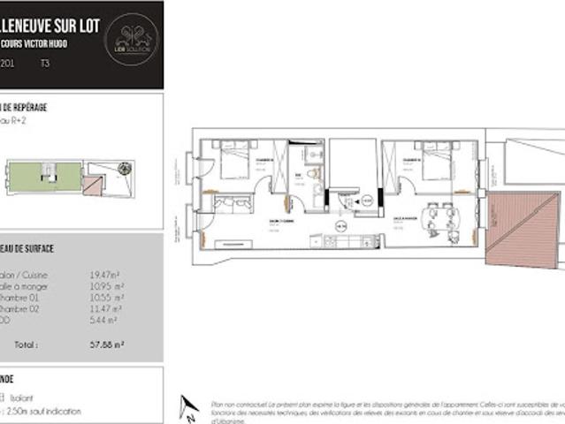 Location Appartement 3 pièces 57.88 m2 Villeneuve sur Lot