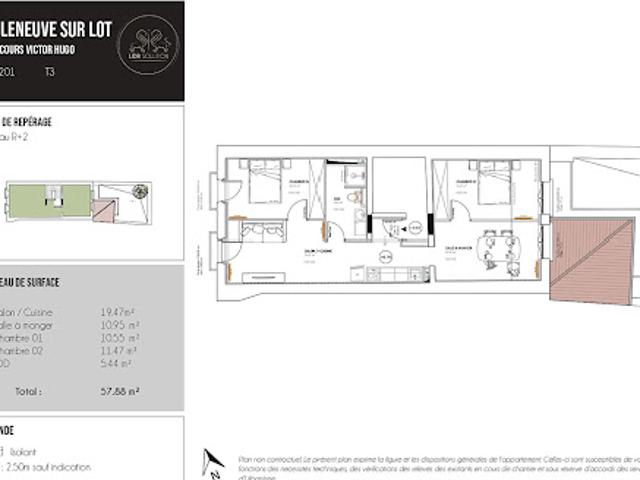 Location Appartement 3 pièces 57.88 m2 Villeneuve sur Lot