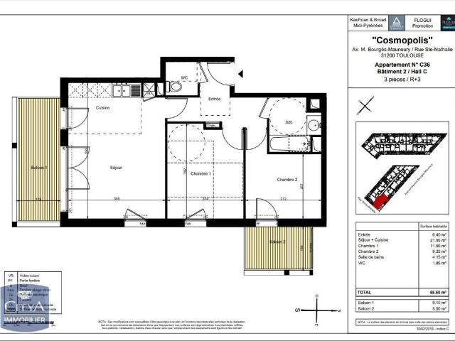 Location Appartement 3 pièces 55m² TOULOUSE 31200