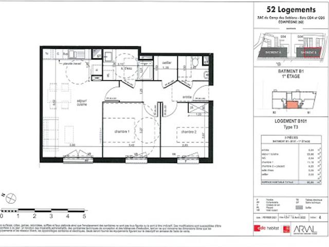 Location Appartement 3 pièces 59 m2 Compiegne